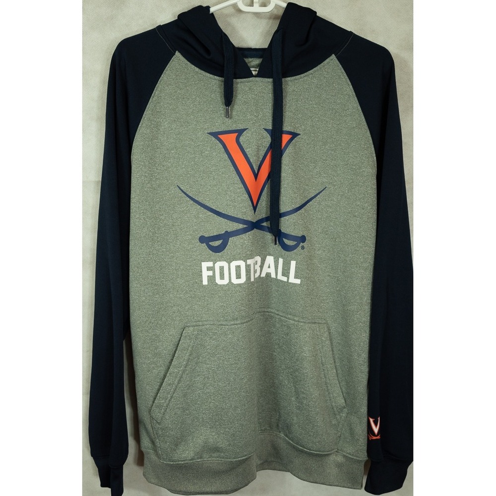 E5 Virginia Cavaliers Football Hoodie Mens Medium Navy Gray UVA Sabres Pullover